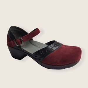 Dansko Red and Black Mules